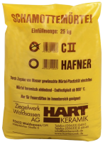 Schamotte Mörtel Qualität C2 25 kg/Sack bindet ausschließlich keramisch ab bei
